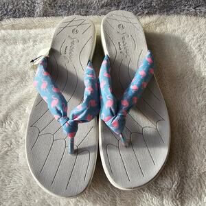 NEW Jeossy Women's Summer Flamingo Flip Flops Thongs Sandals Size 10 Blue Beach‎